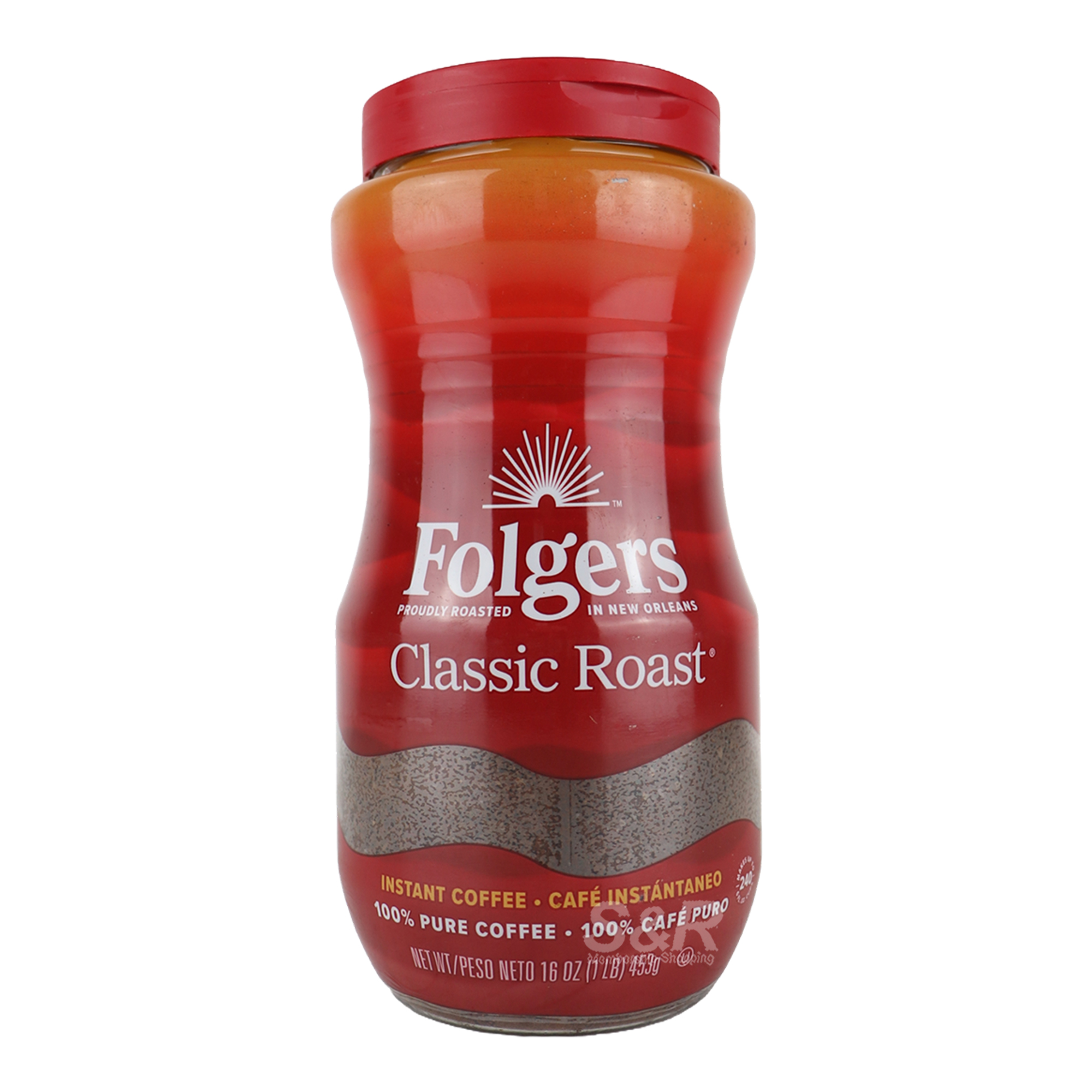 Folgers Classic Roast Instant Coffee Crystals 453g